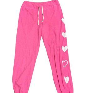 Sundry Pink with White Hearts Sweatpants Loungewear